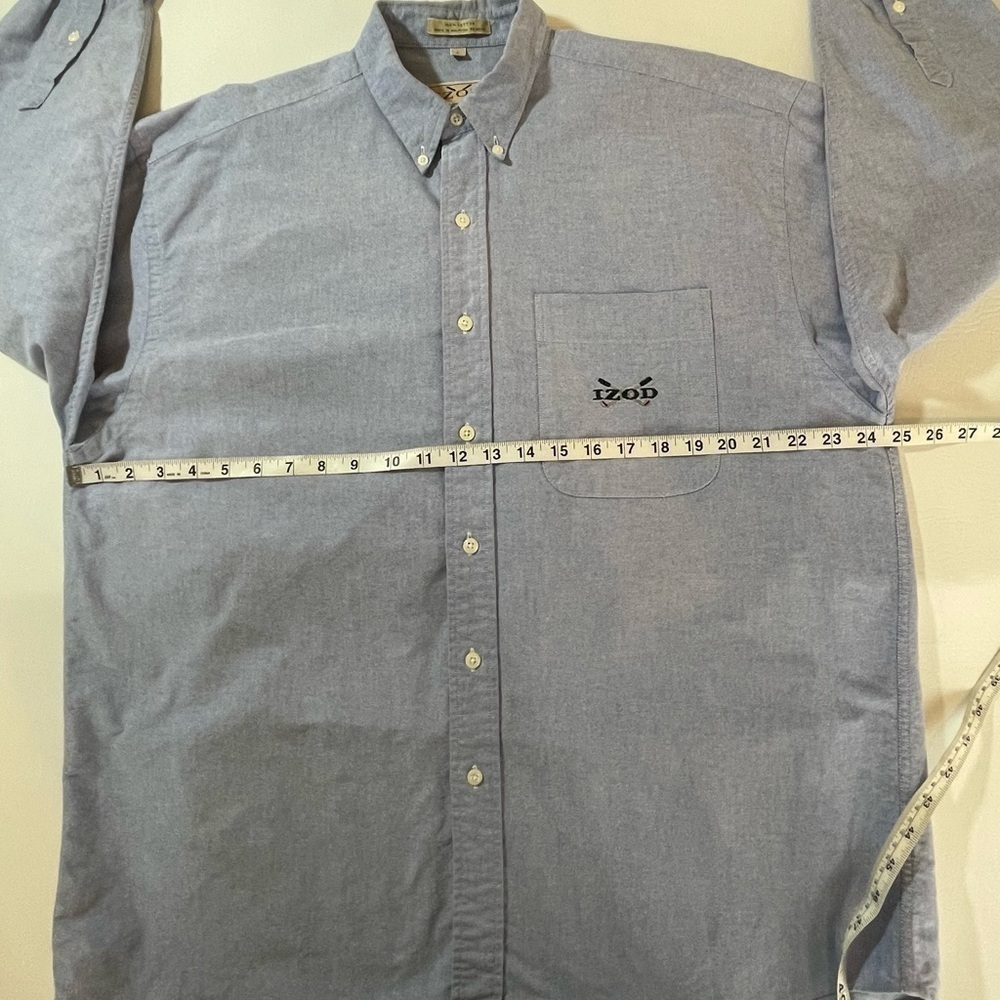 Vintage IZOD Golf Button Down Oxford Shirt Men’s LARGE Blue Long Sleeve Logo - Picture 6 of 11